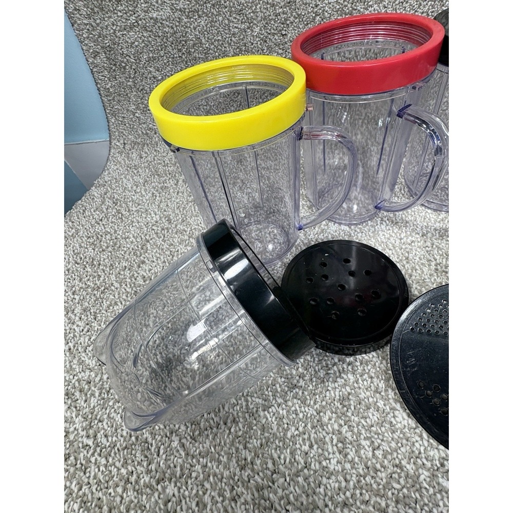 Magic Bullet Replacement Cups w/ Handles Color Rim Rings Tops Shaker 13 Pc Lot - Picture 7 of 9
